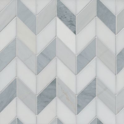 Victoria Grey Harlow with White Marble Mosaic Wall and Floor Tile