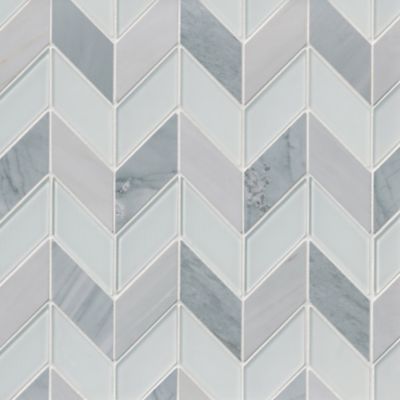 Victoria Grey Harlow with Glass Snow Mix Mosaic Wall and Floor Tile