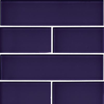 Glass Royal Purple Subway Wall and Floor Tile - 3 x 12 in.