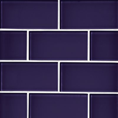 Glass Royal Purple Subway Wall and Floor Tile - 3 x 6 in.
