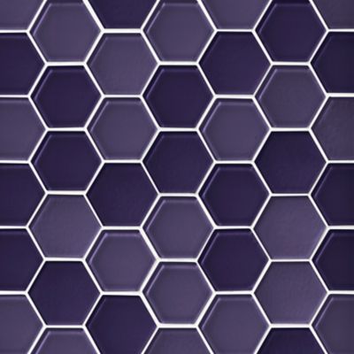 Glass Royal Purple Blend Hex Mosaic Wall and Floor Tile - 2 in.