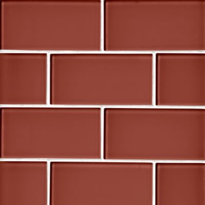 Glass Salmon Subway Wall and Floor Tile - 3 x 6 in.