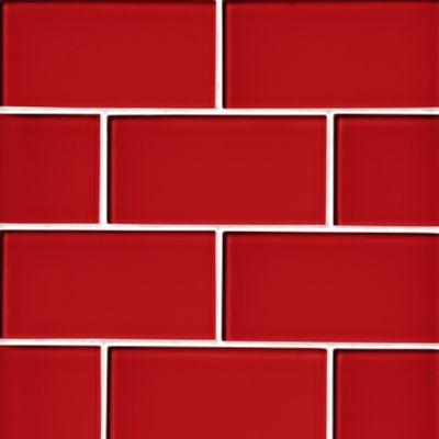 Glass Red Subway Wall and Floor Tile - 3 x 6 in.