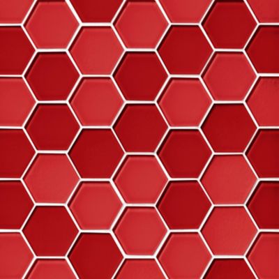 Glass Red Blend Hex Mosaic Wall and Floor Tile - 2 in.