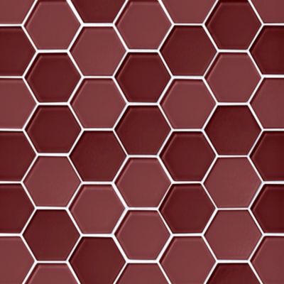 Glass Burgundy Blend Hex Mosaic Wall and Floor Tile - 2 in.