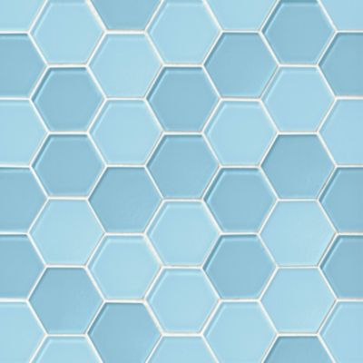 Glass Sky Blue Blend Hex Mosaic Wall and Floor Tile - 2 in.