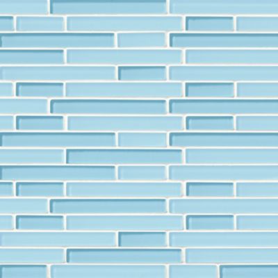 Glass Sky Blue Blend Stria Mosaic Wall and Floor Tile