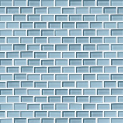 Antoinette Blue Mini Uniform Brick Glossy Glass Tile