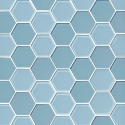 Glass Alice Blue Blend Hex Mosaic Wall and Floor Tile - 2 in.