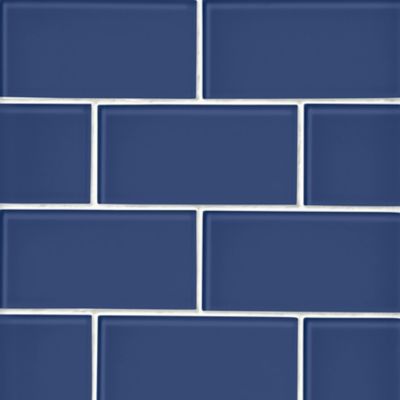 Glass Steel Blue Subway Wall and Floor Tile - 3 x 6 in.