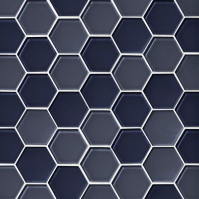 Glass Nautical Blue Blend Hex Mosaic Wall and Floor Tile - 2 in.