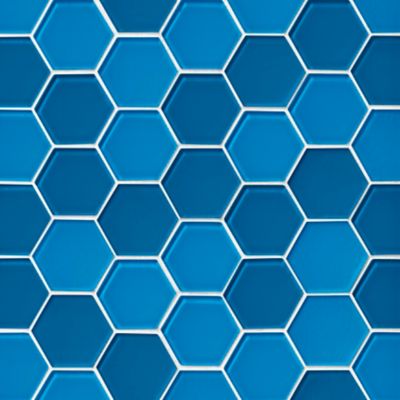 Glass Royal Blue Blend Hex Mosaic Wall and Floor Tile - 2 in.