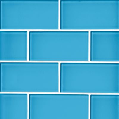 Glass Heron Blue Subway Wall and Floor Tile - 3 x 6 in.