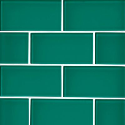 Glass Teal Subway Wall and Floor Tile - 3 x 6 in.