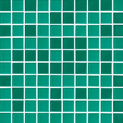 Glass Teal Blend Mosaic Wall and Floor Tile - 1 in.