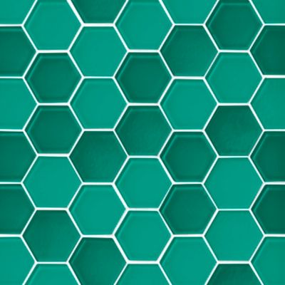 Glass Teal Blend Hex Mosaic Wall and Floor Tile - 2 in.