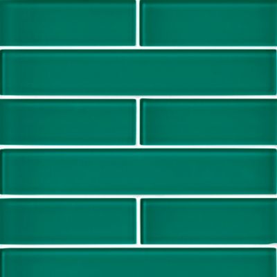 Glass Teal Subway Wall and Floor Tile - 2 x 12 in.