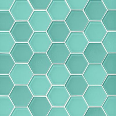 Glass Spearmint Blend Hex Mosaic Wall and Floor Tile - 2 in.