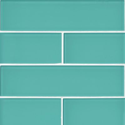 Glass Aquamarine Subway Wall and Floor Tile - 3 x 12 in.