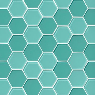Glass Aquamarine Blend Hex Mosaic Wall and Floor Tile - 2 in.