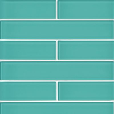 Glass Aquamarine Subway Wall and Floor Tile - 2 x 12 in.