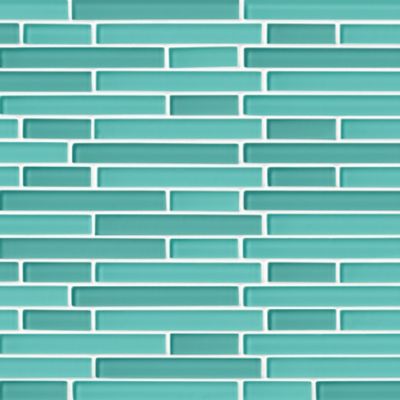 Glass Aquamarine Blend Stria Mosaic Wall and Floor Tile