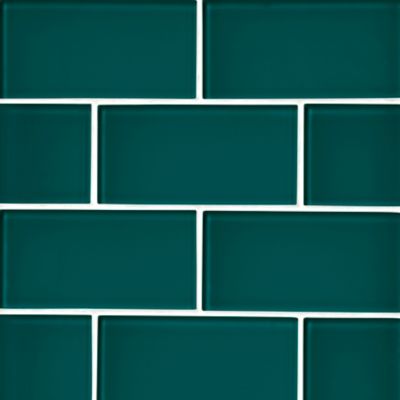 Glass Peacock Subway Wall and Floor Tile - 3 x 6 in.