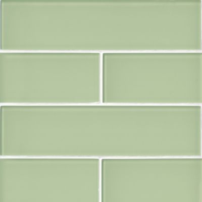 Glass Tea Green Subway Wall and Floor Tile - 3 x 12 in.