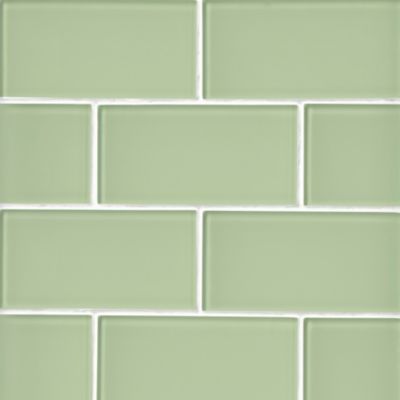 Glass Tea Green Subway Wall and Floor Tile - 3 x 6 in.