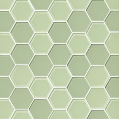 Glass Tea Green Blend Hex Mosaic Wall and Floor Tile - 2 in.