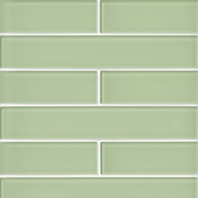 Glass Tea Green Subway Wall and Floor Tile - 2 x 12 in.