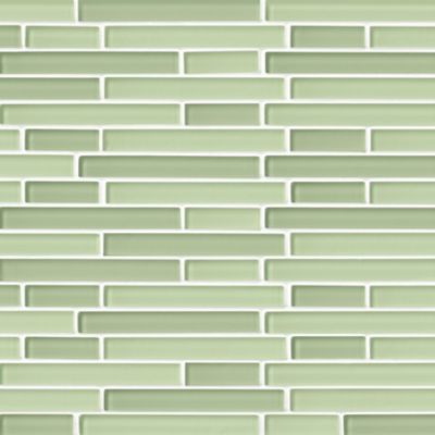 Glass Tea Green Blend Stria Mosaic Wall and Floor Tile