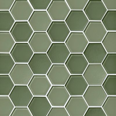 Glass Khaki Green Blend Hex Mosaic Wall and Floor Tile - 2 in.