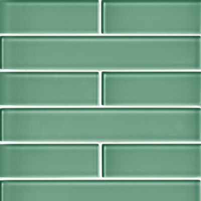 Glass Wintergreen Subway Wall and Floor Tile - 2 x 12 in.