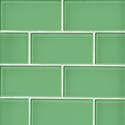 Glass Spring Green Subway Wall and Floor Tile - 3 x 6 in.