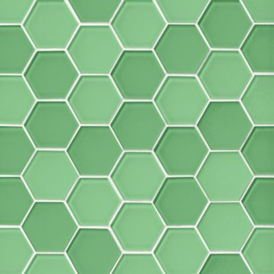 Glass Spring Green Blend Hex Mosaic Wall and Floor Tile - 2 in.