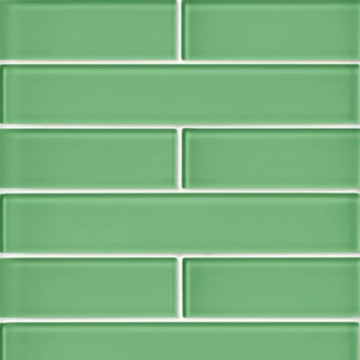 Glass Spring Green Subway Wall and Floor Tile - 2 x 12 in.