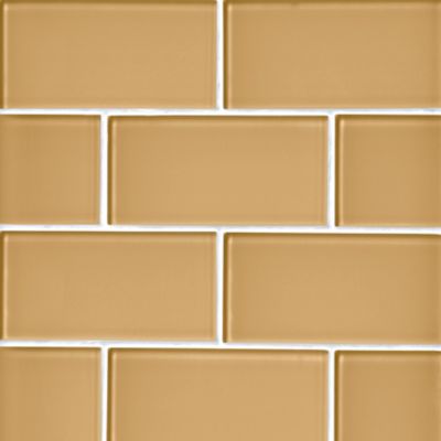 Glass Khaki Subway Wall and Floor Tile - 3 x 6 in.