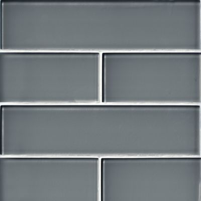 Glass Stoney Grey Subway Wall and Floor Tile - 3 x 12 in.