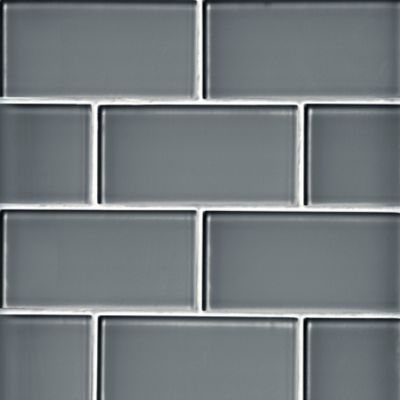 Glass Stoney Grey Subway Wall and Floor Tile - 3 x 6 in.