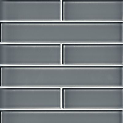 Glass Stoney Grey Subway Wall and Floor Tile - 2 x 12 in.