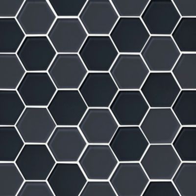 Glass Knot Grey Blend Hex Mosaic Wall and Floor Tile - 2 in.
