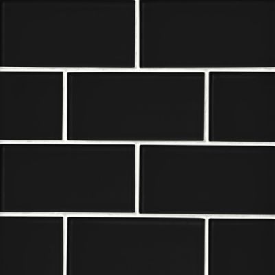 Glass Black Subway Wall and Floor Tile - 3 x 6 in.