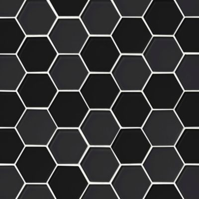 Glass Black Blend Hex Mosaic Wall and Floor Tile - 2 in.