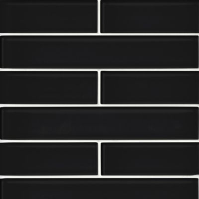 Glass Black Subway Wall and Floor Tile - 2 x 12 in.