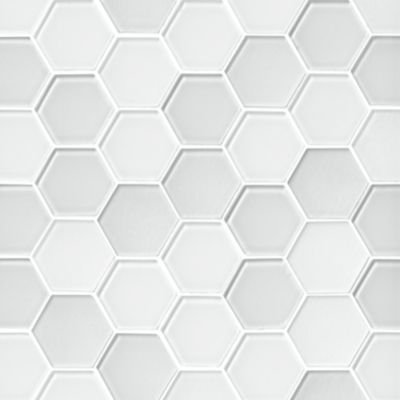 Glass White Blend Hex Mosaic Wall and Floor Tile - 2 in.