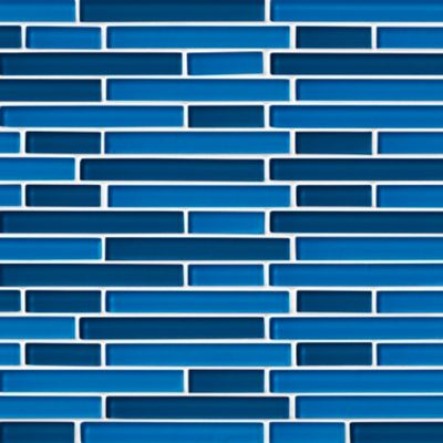 Glass Iridescent Electric Blue Blend Stria Mosaic Wall and Floor Tile