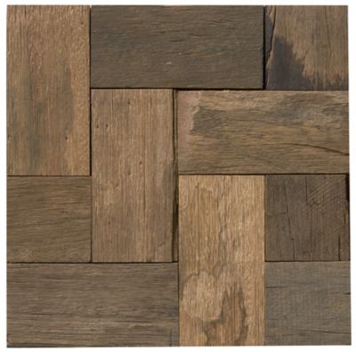 Reclaimed Wood Geometric Mosaic Wall Tile