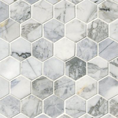 Ashford Carrara Polished Hex Marble Wall and Floor Tile - 2 in.