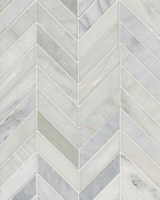 Hampton Carrara Polished Chevron Marble Mosaic Tile